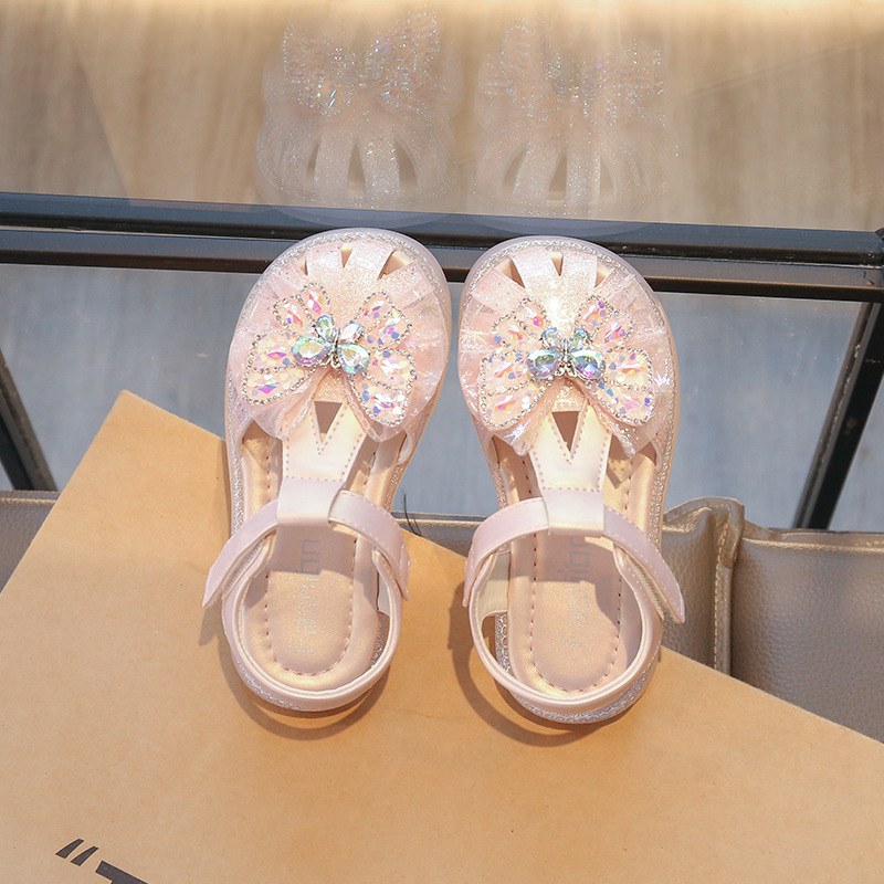 Niñas sandalias Baotou 2026 verano nuevo arco de moda zapatos de suela suave zapatillas de princesa casuales niños image 8