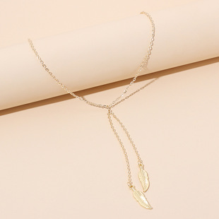 7g Weight Necklace Classification Wedding, Travel Occasion Women'S Gender Silver Color Fashion Leaf Necklace 无