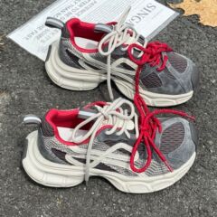 欧货爆款真皮老爹鞋女2025秋季新款双鞋带复古厚底轻便运动休闲鞋