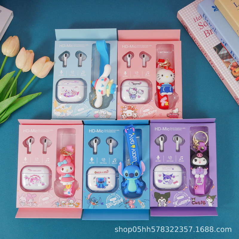 Cross-Border Bluetooth Earphones 2026 New Model Kuromi My Melody Pendant Sanrio Cartoon Bluetooth Earphones