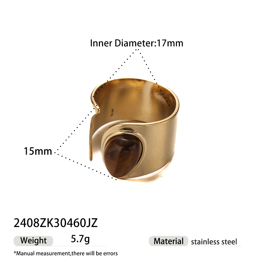 Anillo de piedra de ojo de tigre de acero inoxidable TENA de Europa y los Estados Unidos exagerado alto nivel de explosión transfronteriza anillo de nicho de titanio no se desvanece