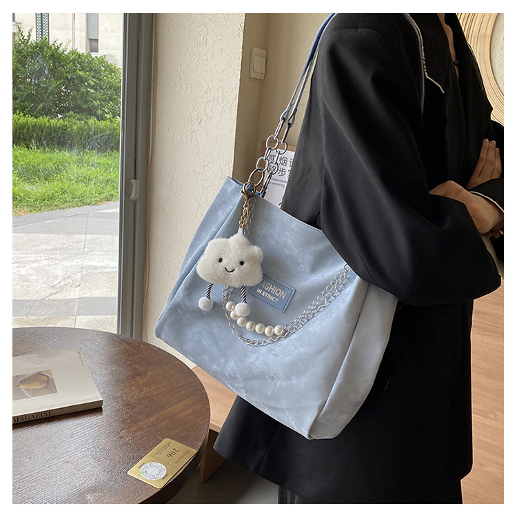 Large-capacity work commuting bag for women, new autumn 2024, versatile and fashionable beaded chain single-shoulder bag tote bag undefined