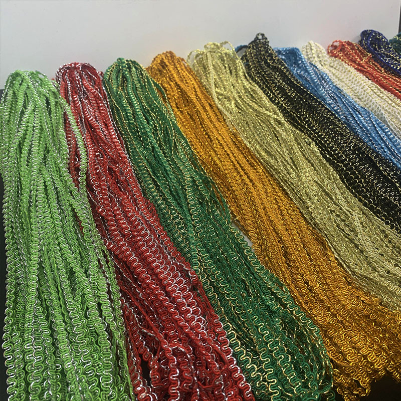 Muñeca de 25 m de encaje de hilo de oro y plata de estilo étnico de 5mm de dos colores Great Wall pequeño cinturón curvo de bricolaje accesorios de traje