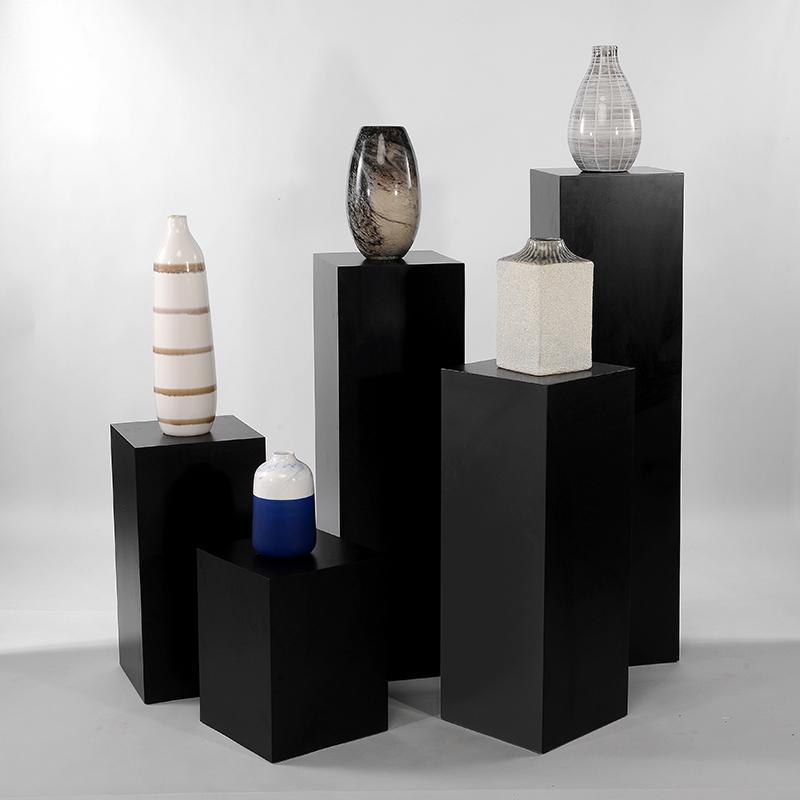 黑色烤漆花店展示台艺术橱窗陈列服装店展台摆件增高手办底座定