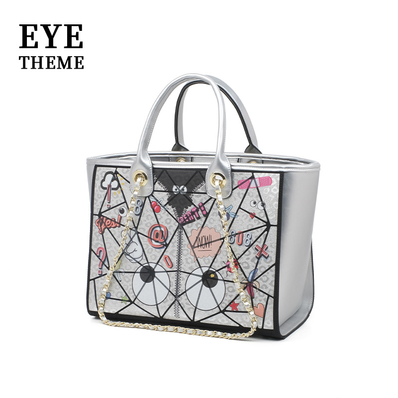 Gran capacidad para mujeres europeas y estadounidenses bolsas de ala impresión de forma de diamante cremallera práctica papel de oficina hombro 2793 #