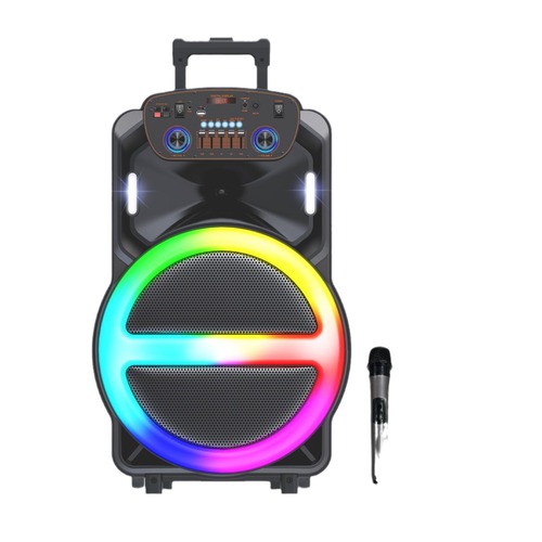 New 15-inch portable outdoor trolley Bluetooth speaker home singing K with microphone square dance Bluetooth speaker