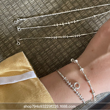 西西里 泰国泰式纯手工 碎银锭子925素银手链 纯银手饰