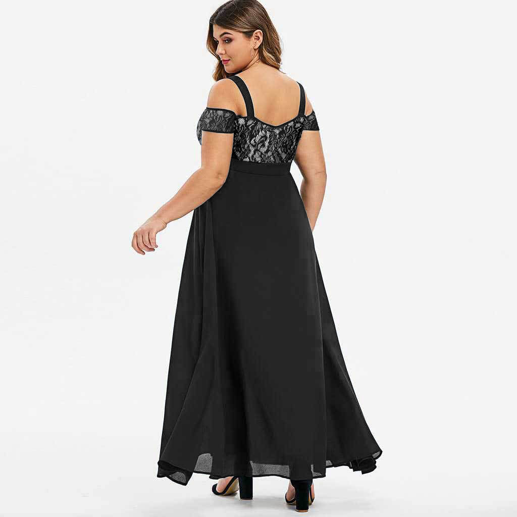 Nuevo modelo transfronterizo 2026 Amazon: Vestido largo de noche sin tirantes con encaje y un solo hombro, talla grande, ropa de mujer image 5