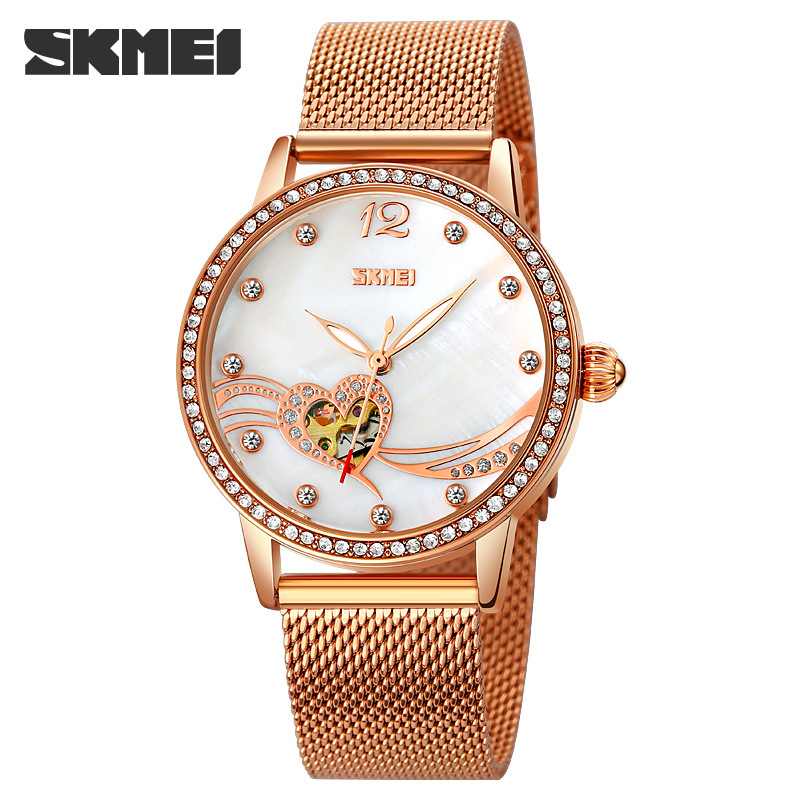 Skmei fashion elegant women's mechanical watch heart-shaped hollow rhinestone luminous automatic mechanical watch women