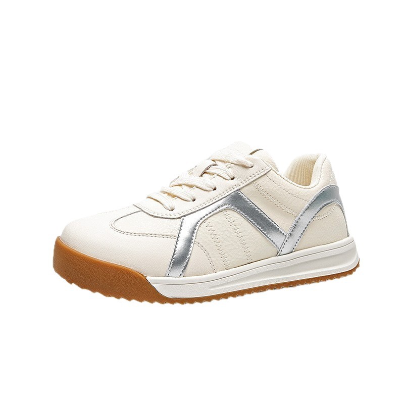 Women's White Skateboarding Shoes Versatile Trendy Flat Trainers_voghion.com