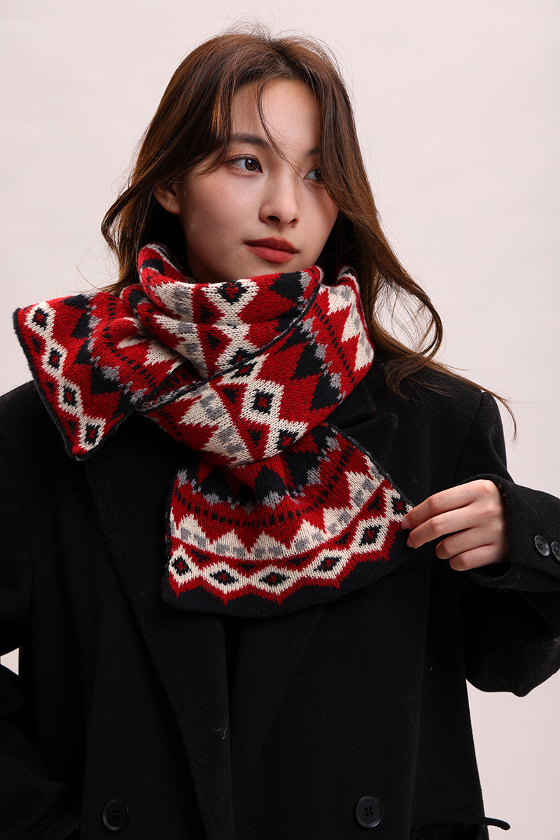 Jacquard Herbst Winter, koreanische Version und Hut, zweiteiliges Set, Schal für Frauen, vielseitig, Studentin, Paar, warmer Schal_voghion.com
