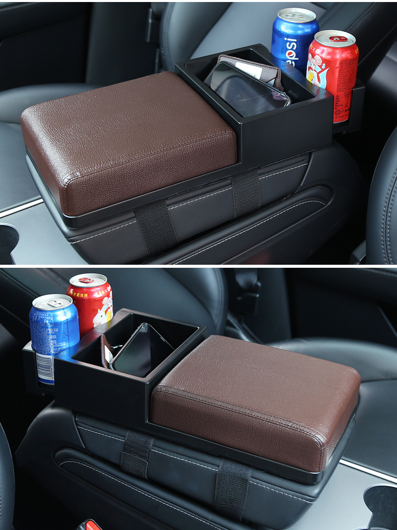 Car armrest box pad multifunctional armrest box storage box car interior supplies tissue box retractable cup holder