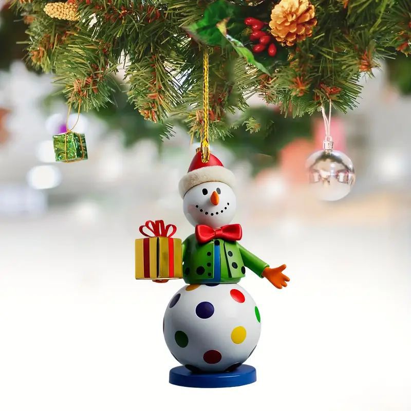 Navidad transfronteriza adorable muñeco de nieve acrílico colgante espejo retrovisor de automóvil plano colgante llavero colgante