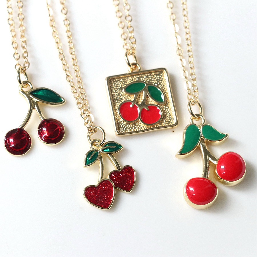 All Seasons Season Wholesale Jewelry IG Style Cherry Copper Plating Pendant Necklace Cable Chain