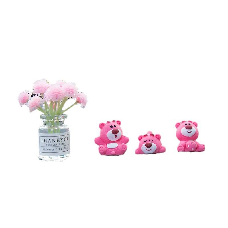 Adornos de coche lindo oso de fresa pantalla de control central descompresión muñeca pequeña accesorios de coche nuevo péndulo de decoración de celebridades de Internet