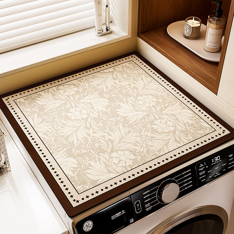 Simple Drum Washing Machine Cover Mat, Household Diatomaceous Earth Water-Absorbing Non-Slip Sun-Proof Cover Cloth, Dustproof Cover, Countertop Protection Mat