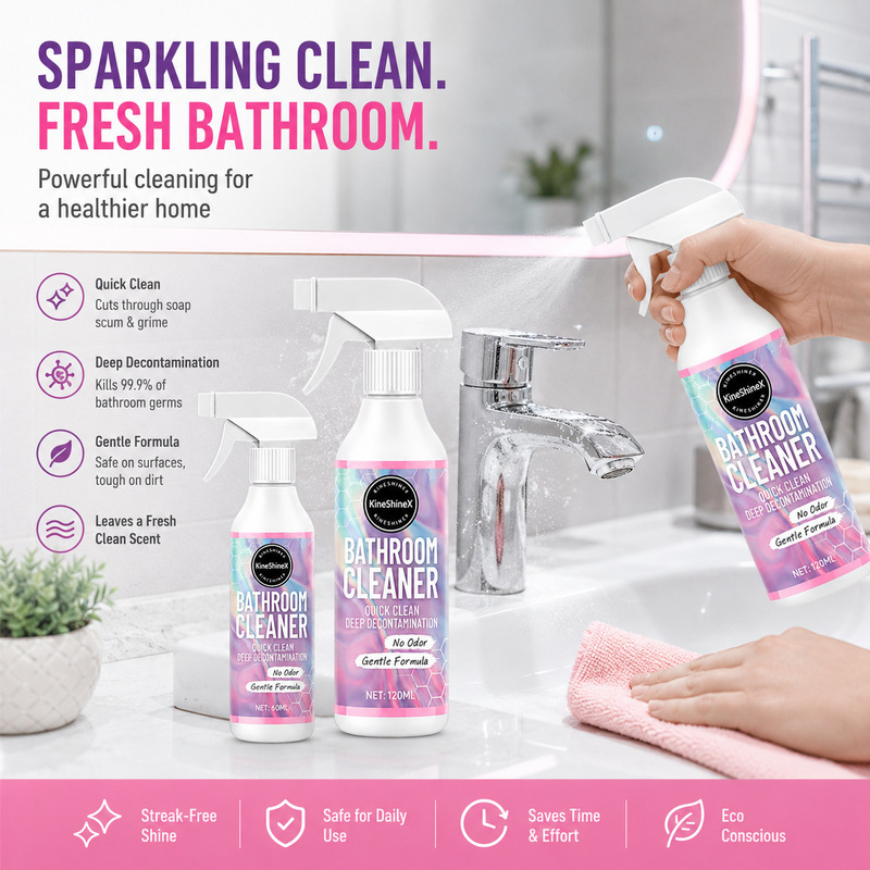 KineShineX Bathroom Cleaner Multi-Functional Stain Remover Spray Removes Soap Scum, Water Stains, and Dirt, Suitable for Hand Washing