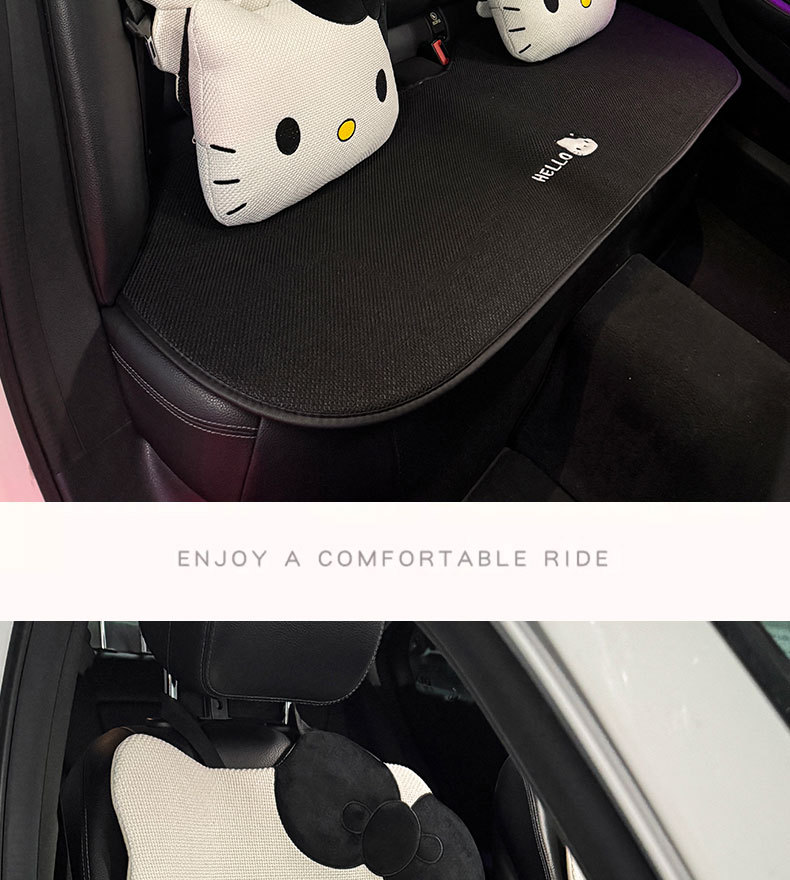 Car seat cushion, universal for all seasons, summer cool linen breathable non-slip cartoon hellokitty car seat cover