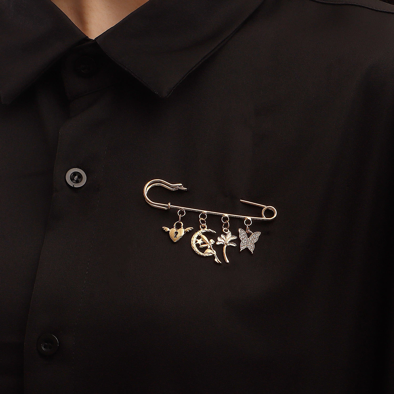 Joyas transfronterizas europeas y estadounidenses simple flange multi-elemento broche colgante geometría micro diamantes mariposa exagerada broche de alta calidad