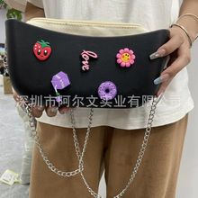 跨境新款eva斜挎月亮包可爱链条包可DIY按扣带洞款包包小巧玲珑