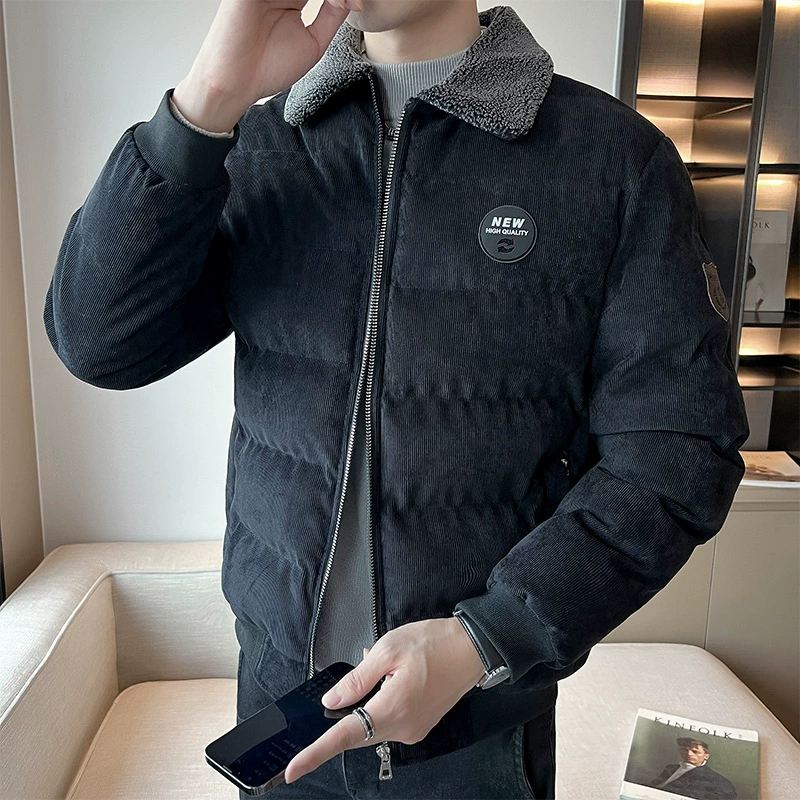 Толстое вельветовое пальто на флисовой подкладке с хлопковой подкладкой, Мужская Рабочая одежда больших размеров, куртка в стиле ретро, повседневное Свободное пальто для средних лет, корейский топ