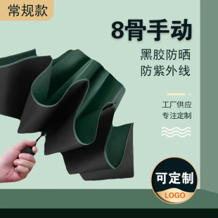 Business Simple Folding Umbrella Black Rubber Umbrella Sunny and Rain Dual-use Sunshade Advertising Sun Umbrella Custom LOGO Wholesale