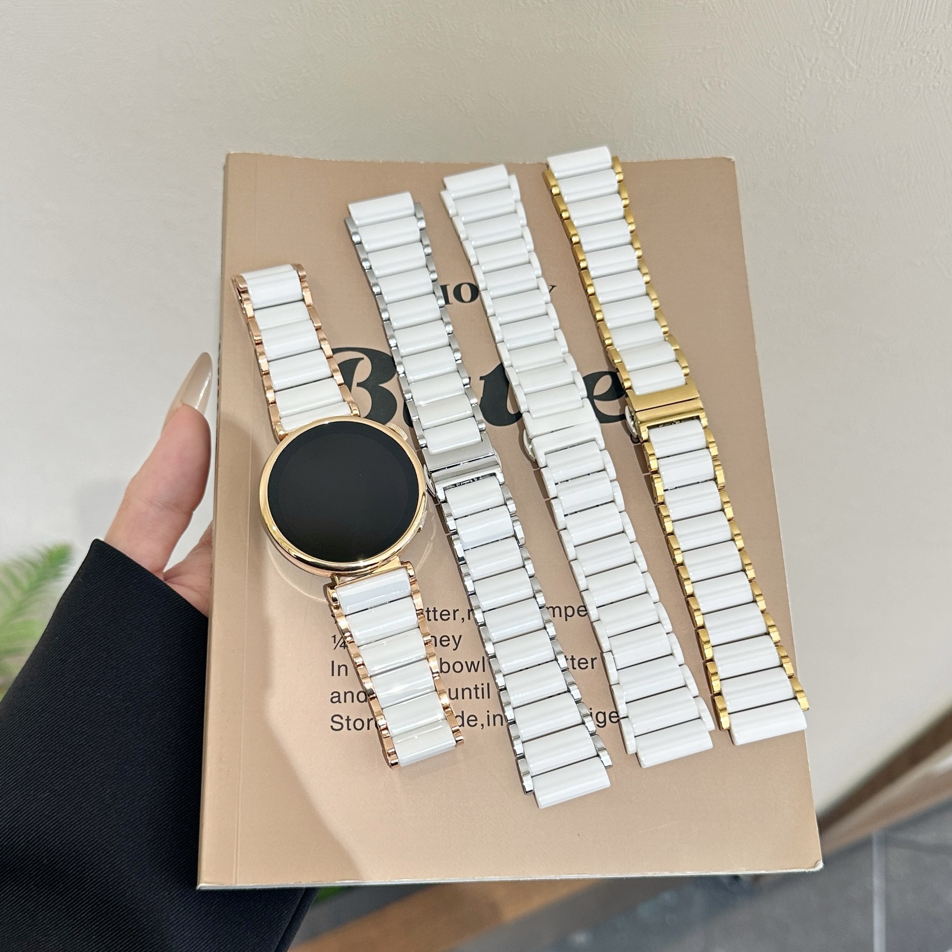 Suitable for Huawei Watch Gt5 Pro Stainless Steel 18mm Original Same Style Gt4 One-Bead Real Ceramic Strap