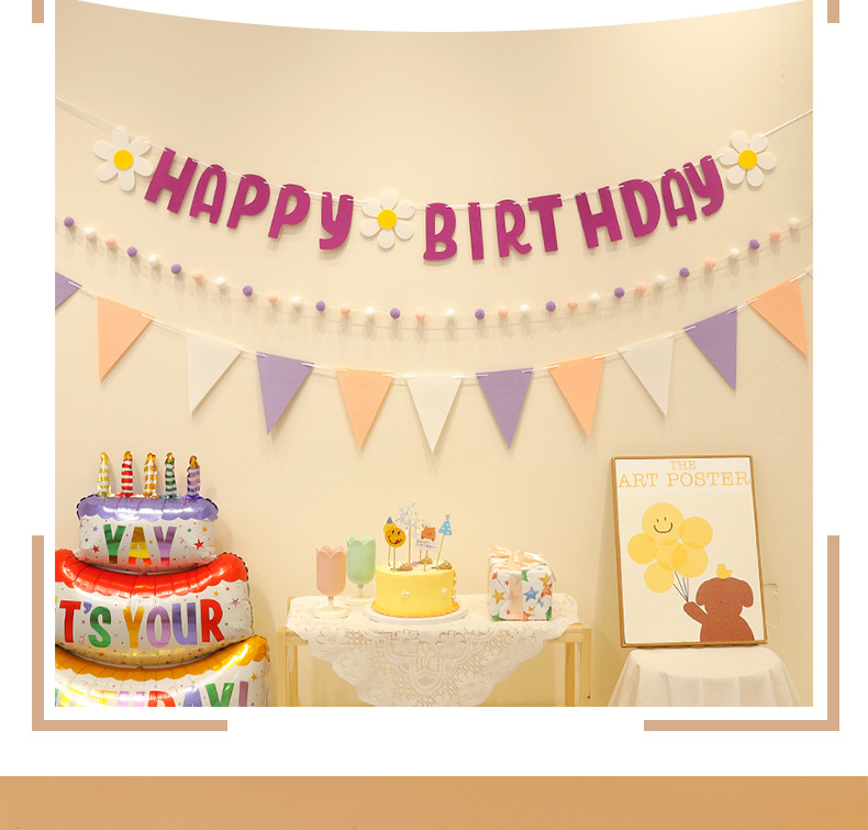 Birthday Banner Set For Childrens Party Decorations And Flags_voghion.com