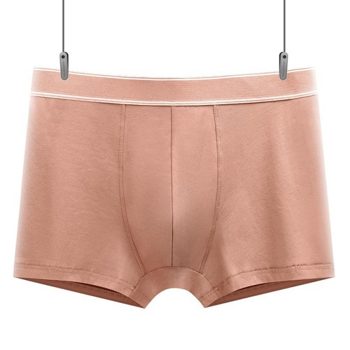 Pure Color Men's Cotton Trunks Breathable Stretch Mid-rise Invisible Flat Tabbed Boxer Briefs for Young Men