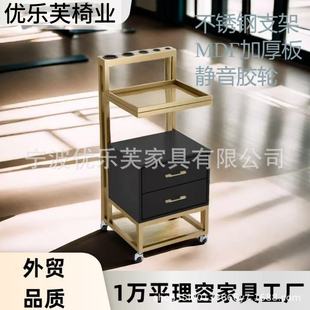Stainless Steel Salon Trolley Barber Shop Tool Cabinet with Hair Dryer Barber Shop Hand Push Cabinet Multi-Functional Storage Cab