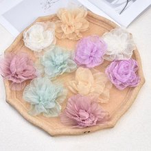 韩版欧根纱手工花烧边花朵diy配饰小清新帽子头饰服装配饰辅料