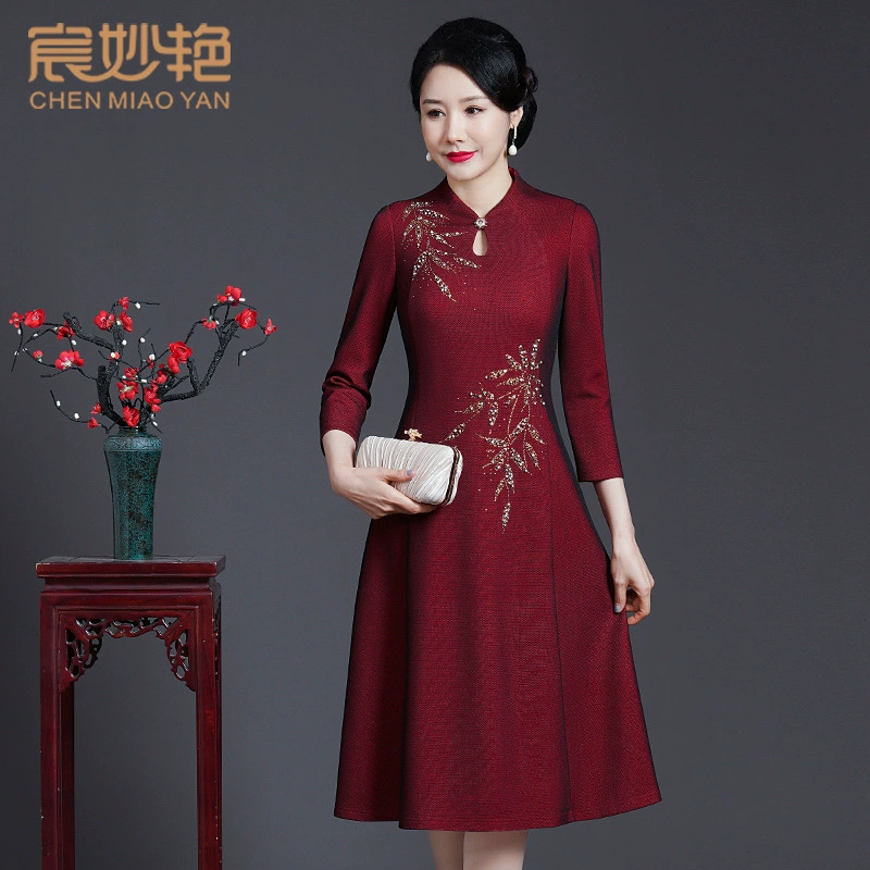 Xi свекровь высококачественное свадебное платье осенний новый темперамент