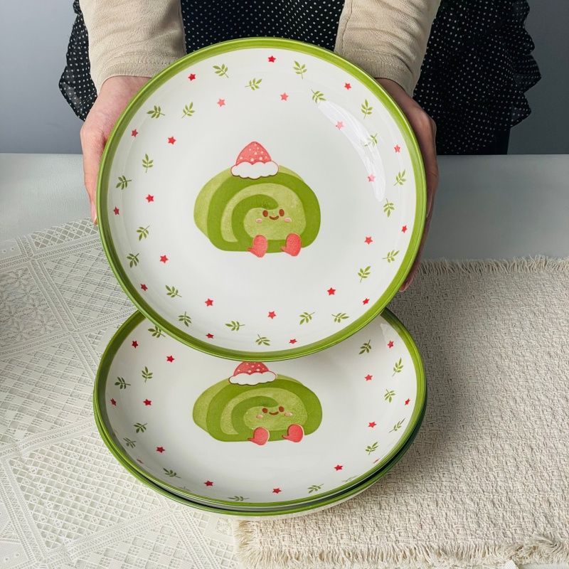 Venta al por mayor 3 yuanes tienda 8 pulgadas impreso dibujos animados plato de fruta plato de cena divertido de los niños plato casero plato de desayuno creativo postre fruta