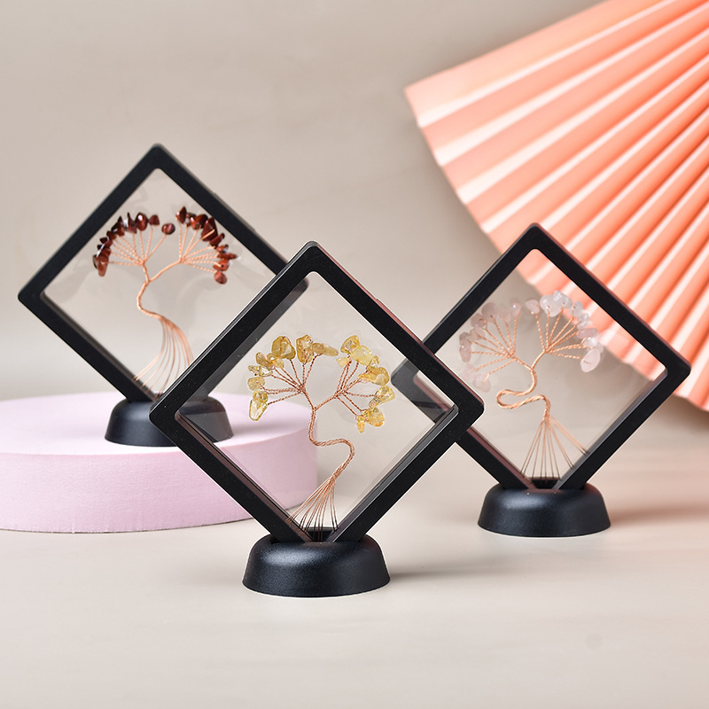 Wholesale Natural Crystal Fortune Tree Photo Frame Display Crystal Gravel Ornaments Home Coffee Table Office Jewelry