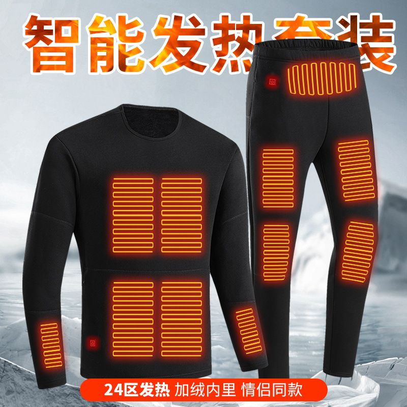Factory Direct heating underwear cross-border hot heating suit single control zone 22 thermal suit whole body heating wholesale