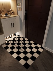 入戶門絲圈地墊黑白格入戶玄關門墊門內高級感可裁剪防滑耐磨腳墊