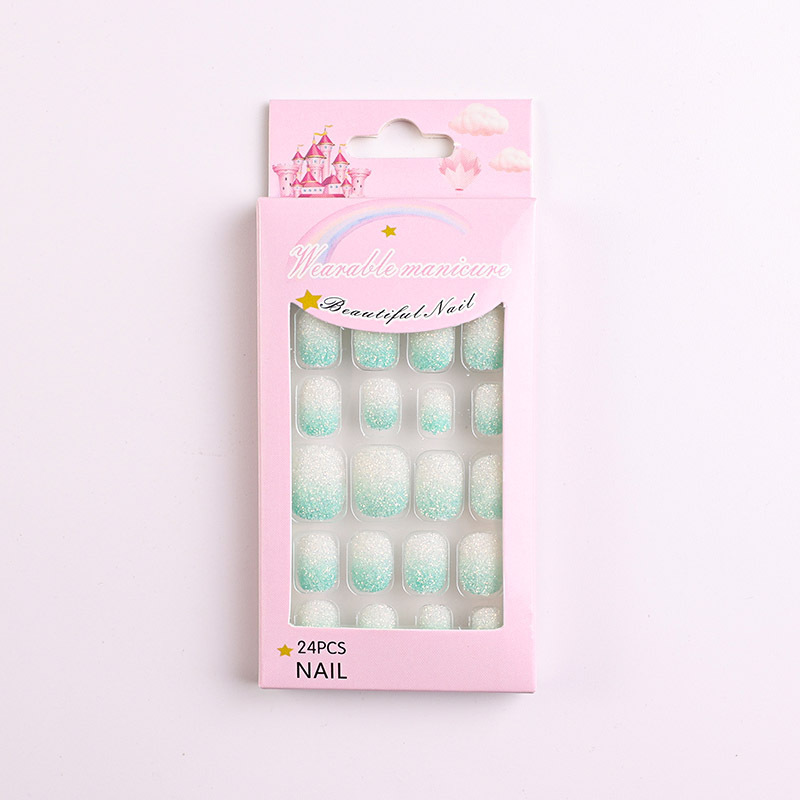 儿童渐变葱粉甲片指甲片假指甲糖果色穿戴式甲片贴片成品甲片背胶|undefined