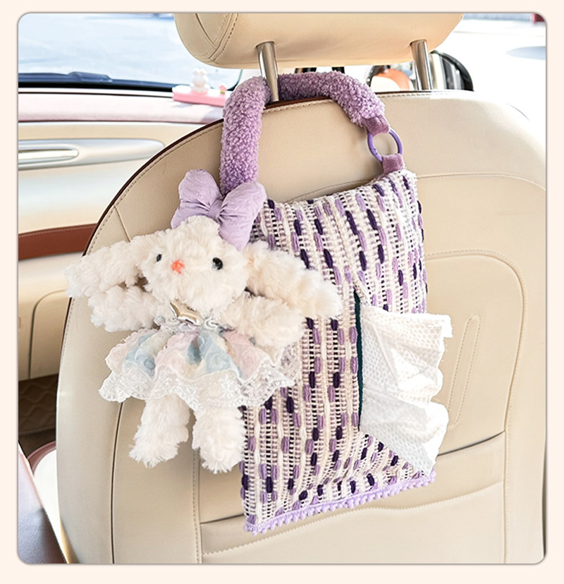 New Cute Doll Car Tissue Box Creative Car Seat Back Hanging Tissue Box Decorative Car Tissue Hanging Bag