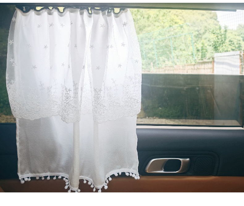 Double-Layer Lace Car Curtains Embedded Track Car Curtains Wholesale Baby Sun Protection Breathable Car Sunshades