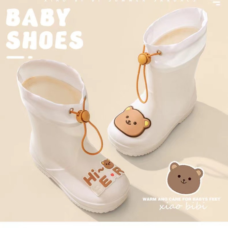 Cute Kidsren's Rain Boots Kindergarten Baby Non-Slip Rain Boots Waterproof Shoes Kidsren Boys and Girls Elastic Mouth