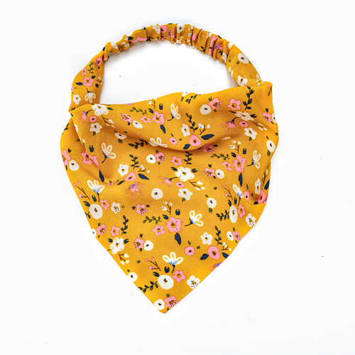 2341 new flower pastoral style headscarf cross-border women's elastic band elastic triangle scarf versatile headband three states