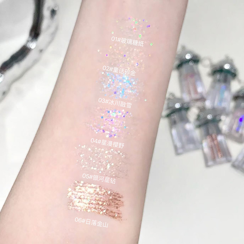 Gege bear small platillo volador brillante sombra de ojos líquido brillante brillante brillante brillante líquido de alto brillo Lentejuelas de baja saturación cosméticos
