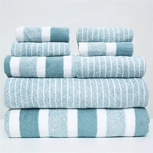 Cross-Border 8-Piece Set of Towels, Bath Towels, Square Towels, Wide Strips of Coral Velvet, Thickeneded, Water-Absorbent and Soft, Adult Face Wash and Bath Towels