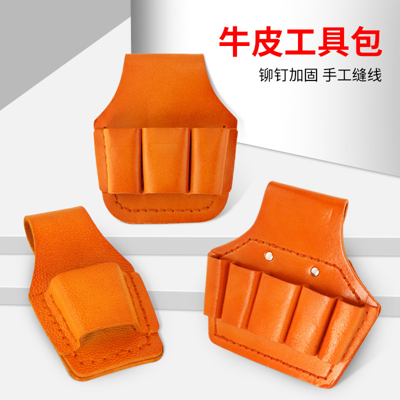 Electrician Leather Cover Multifunctional Pure Cowhide Electrician Belt Leather Cover Tool Kit Pliers Cover Maintenance Five-piece Set for Waist