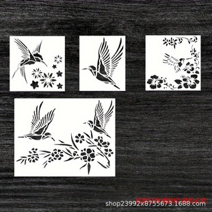4pcs Painting Hummingbird Template Washable Reuse Hollow Craft Template Wholesale Amazon Hot Sale