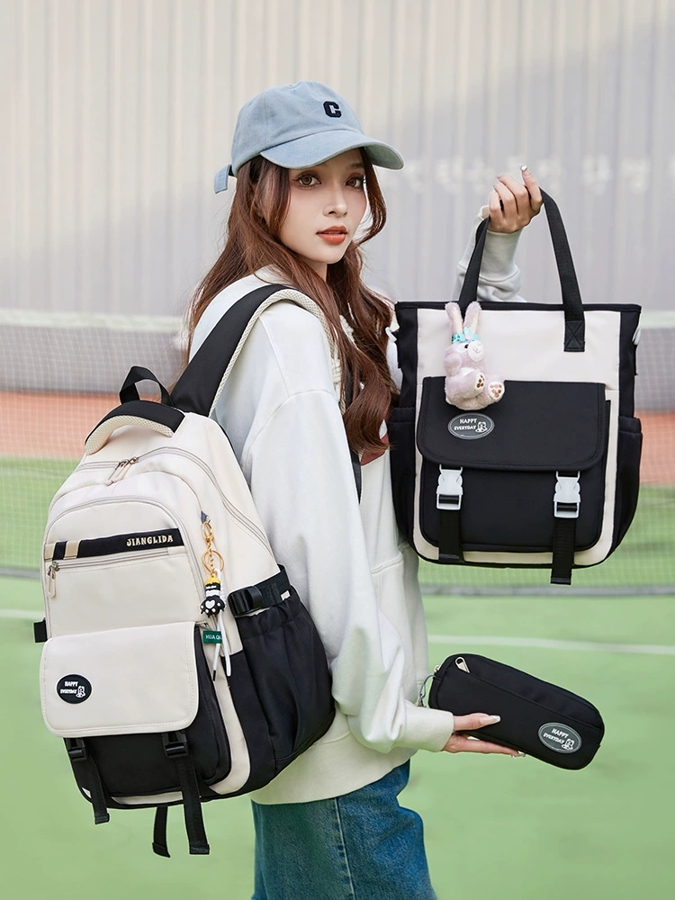 School bag, high quality waterproof capacious backpack, for secondary school, simple and elegant design