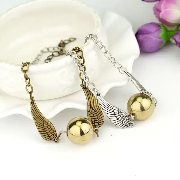 Cross-Border Golden Snitch Bracelet Harry Potter Men's and Women's Hourglass Necklace Movie Peripheral Alloy Retro Jewelry Gift