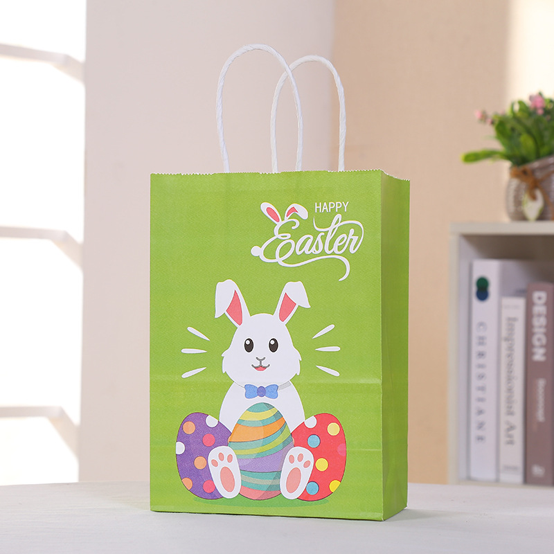 Bolsa de regalo temática de Pascua Cartoon Rabbit Resurrection Egg Paper Bag Bag Party Handheld Gift Bag image 3