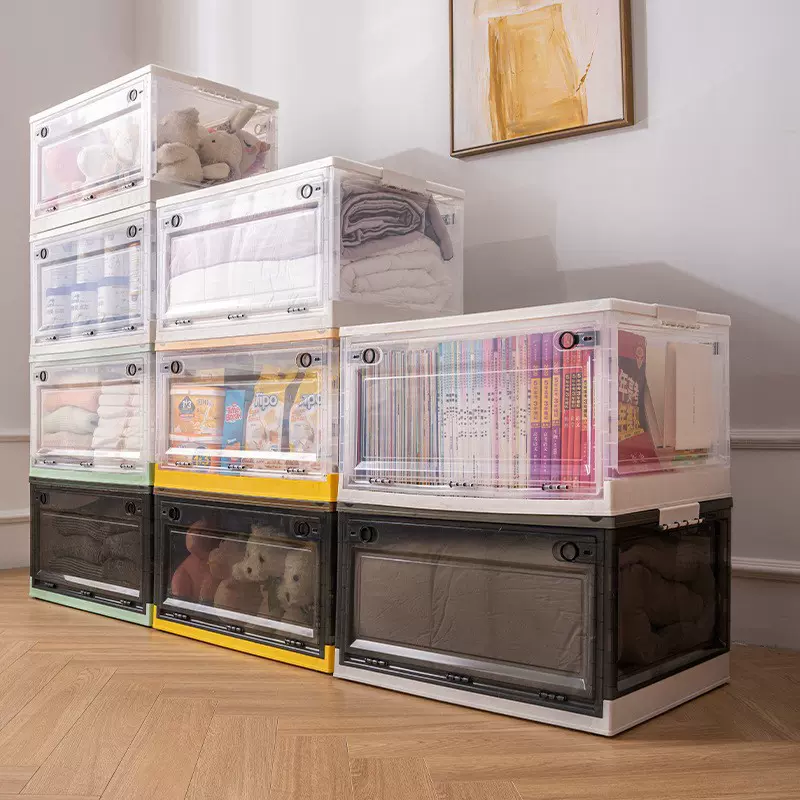 侧开收纳箱透明储物箱整理箱带抽屉盖衣服玩具衣柜大塑料书箱
