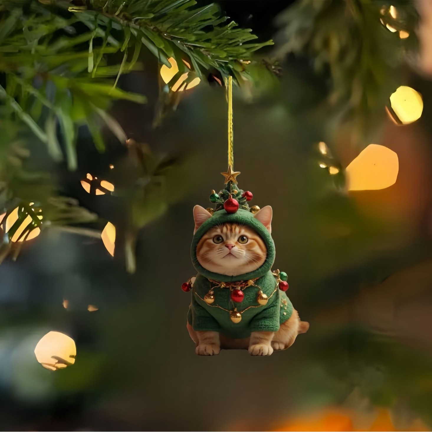 Acrílico transfronterizo 2D adorable gato colgante espejo retrovisor de automóvil colgante llavero pequeño colgante al por mayor Navidad